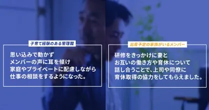 育児中社員目線、リーダー目線の2視点VRサービスの開発・提供（イメージ）